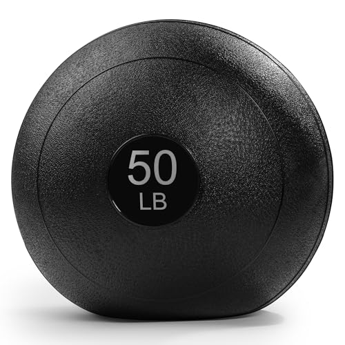 Sunny Health & Fitness Ultra-Durable Slam Ball, Sand Filled No-Bounce Core, Non-Slip Grip ? Available in 10?50 lbs
