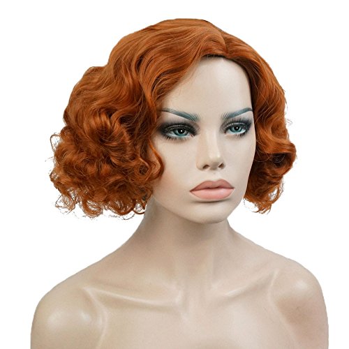 Aimole Short Curly Wigs Women's Vintage Flapper Wig 1920s Cosplay Halloween Party Daily Everyday Hair Red