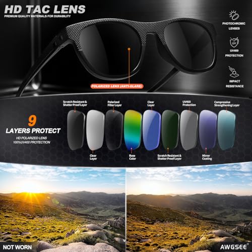 AWGSEE 3 Pack Polarized Sunglasses for Men Women, Lightweight UV Protection Sports Sun Glasses for Driving Fishing Golf