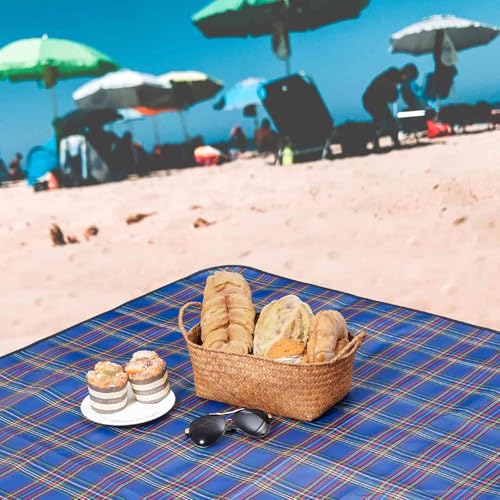Beach Picnic Blanket, Sandproof Waterproof Camping Blankets Large, Outdoor Sandfree Foldable Mat 55x40in, Oversized Packab...