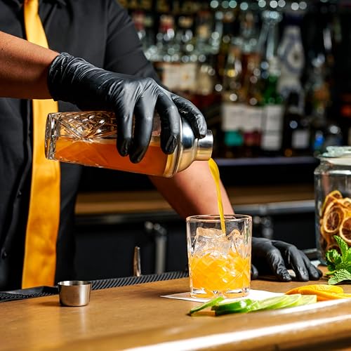 Glass Cocktail Shaker, Martini Shaker with Stainless Steel Lid & Strainer, Bartender Professional Bar Mixing Glass Pitcher...