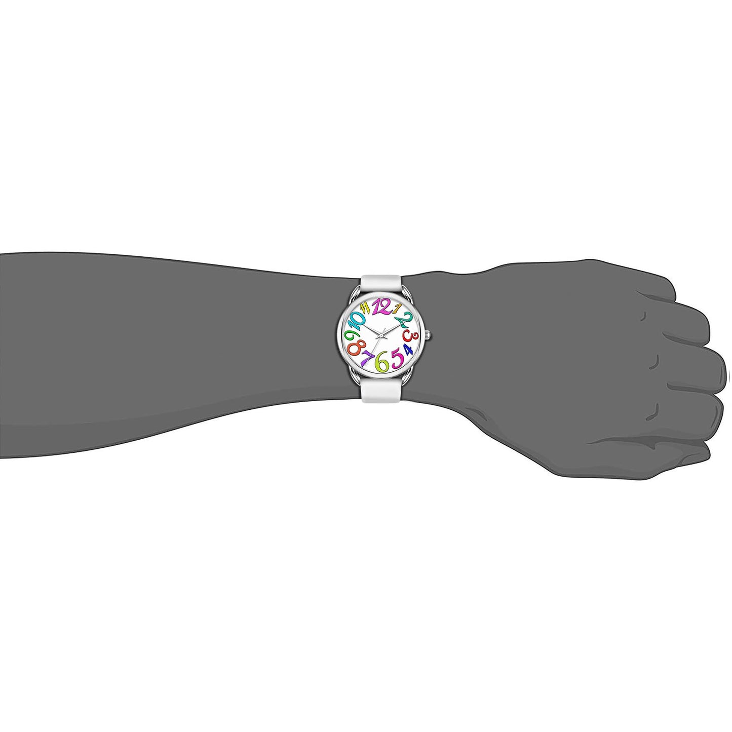 Bisley Women Watch Big Arabic Numbers Dial Easy to Read White Silicone Strap Watch