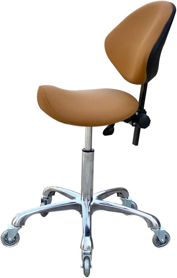 FRNIAMC Adjustable Saddle Stool Chairs with Back Support Ergonomic for Medical Clinic Studio Salon Office and Home (Camel)