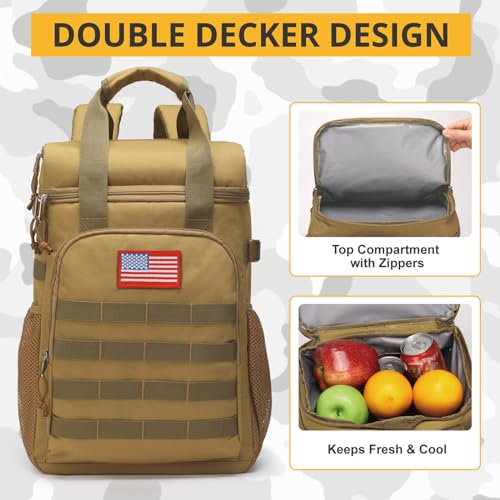 Tactical Backpack Cooler,Lunch Backpack for Men Adults Work with Handle，Soft Cooler Backpack Insulated Waterproof Leak Proof