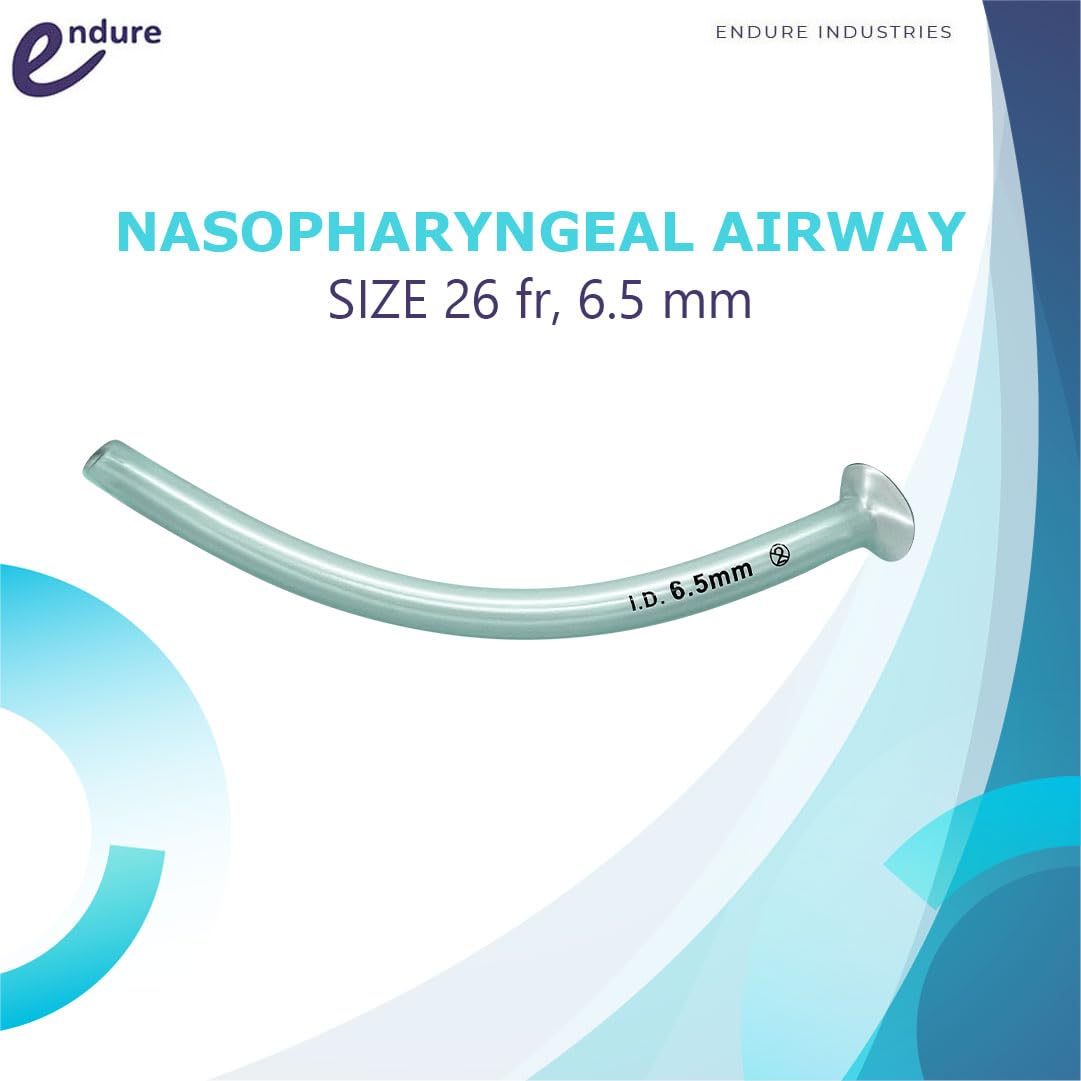 Endure Ind Nasopharyngeal Airway with Lubricating Jelly 6.5 mm, Pack of 10 NPA, 26 FR