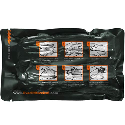 EVERLIT Israeli 6 Inch Emergency Bandage Compression Trauma Pressure Wound Dressing Sterile Vacuum-Sealed Packaging for Bl...
