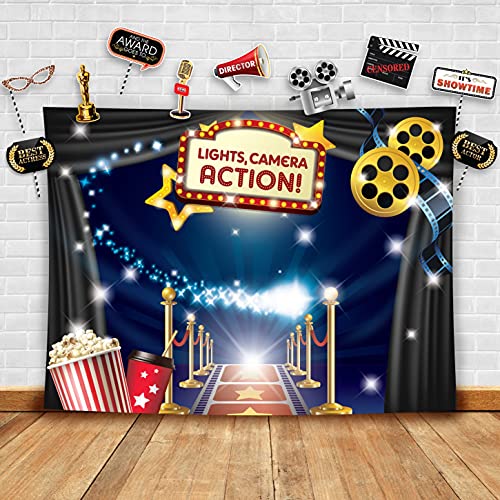 Hollywood - Movie Theme Photography Backdrop and Studio Props DIY Kit. Great as Dress-up and Awards Night Ceremony Photo B...