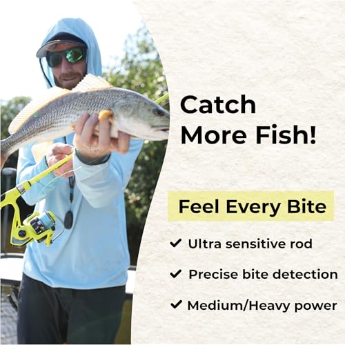 Lunkerhunt Aux Spinning Reel Combo | Medium Heavy Spinning Rod Combo | Yellow Lightweight Carbon Body | Unique Smooth Reel...