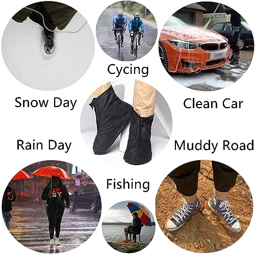Sepikvin Waterproof Shoe Covers, Reusable Foldable Slip Proof Bottom Overshoes with Zipper, Keep Shoes Dry for Gardening C...