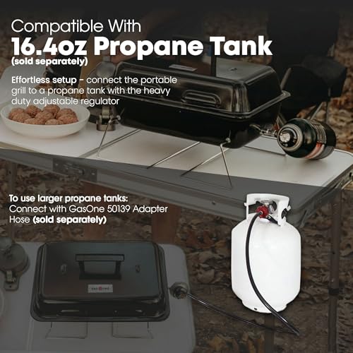 GasOne GPT-25 Propane Burner Gas Grill with Foldable Legs – Portable Grill Propane BBQ Grills with Adjustable Regulator – ...
