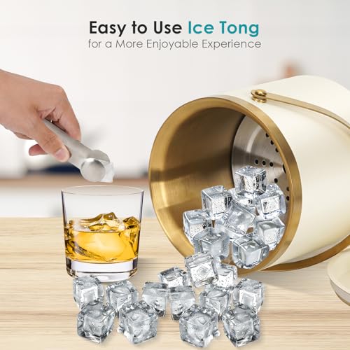 ZORMY 3L Double-Wall Vacuum Insulated Stainless Steel Ice Bucket with Lid & Tong，Wine and Champagne Bucket for Home & Part...