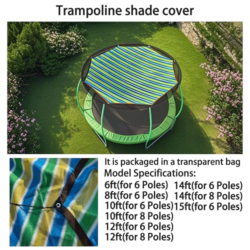 Trampoline Shade Cover, Waterproof UV Trampoline Top Cover, Trampoline Cover for 8ft 10ft 12ft 14ft 15ft 16ft Trampoline, ...
