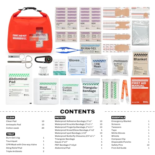 RHINO RESCUE Waterproof Boat First Aid Kit, Lightweight Boat Accessories Dry Bag, Emergency Marine Survival Supplies for O...