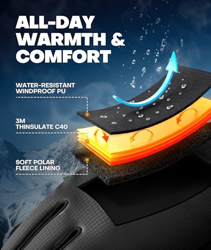 Deemii Winter Gloves Men Women Made with 3M Thinsulate, Lightweight Thermal Warm Gloves for Cold Weather with Touch Screen...