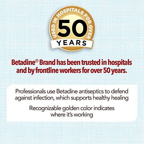 Betadine Antiseptic First Aid Solution, Povidone-iodine 10%, Infection Protection, Kills Germs In Minor Cuts Scrapes And B...