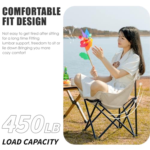 Herb Life Ultralight Folding Camping Chair, 450 lbs Capacity, Off-white, Solid, Adult, Outdoor, Beach, Lawn, Campground