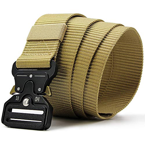 Men's Tactical Belt,Military Rigger Elastic Nylon Belt 2-Pack,with Retainer Quick Release Metal Buckle outdoors