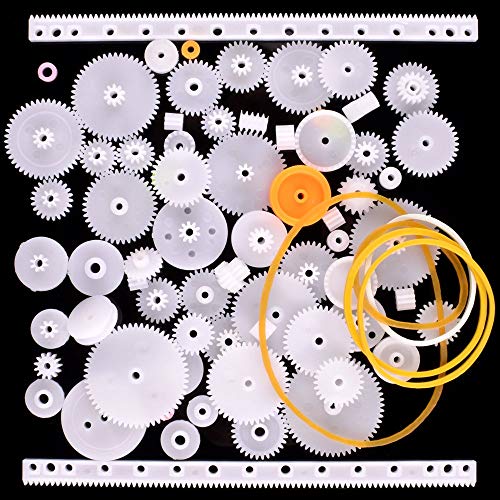 AUKUYEE Plastic Gear Set, 75Pcs Single Double Reduction Gear Worm Gear for DIY Car Robot QY12