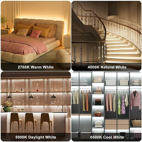 PAUTIX COB LED Strip Lights 2700K-6500K CCT Tunable White 24ft UL-Listed Dotless LED Lights Super Bright Dimmable 24V LED ...