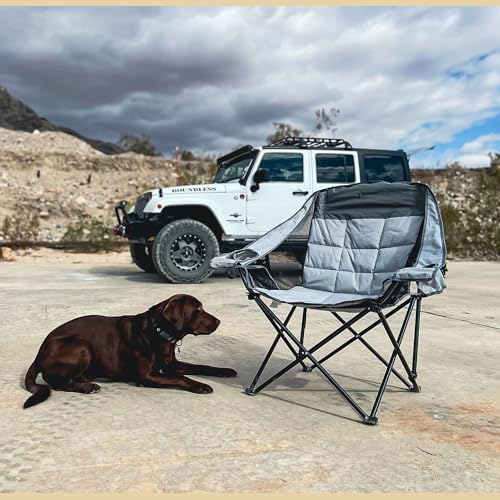ARROWHEAD OUTDOOR Oversized Folding Camp Chair w/Adjustable Double Sized Cup Holder, Mesh Sides, Inner Pockets, Carry Bag,...