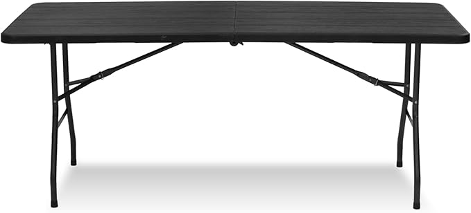 Plainsity 6ft Table, Foldable Table with Foldable, Easy to Carry, for Family Gatherings, Outdoor Gatherings, Indoor
