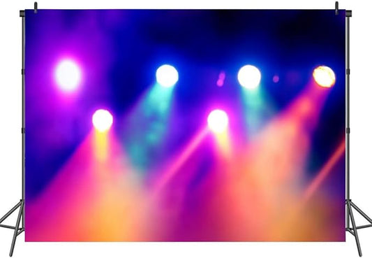 7x5FT Bright Multi Colored Iridescent Lights Stage Lighting Background Scene Photography Backdrop Background Cloth Portrai...