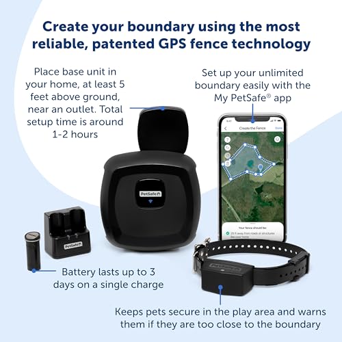 PetSafe Guardian GPS Connected Customizable Fence - Subscription-Free GPS Dog Fence for Large Yards, Create Your Own Bound...