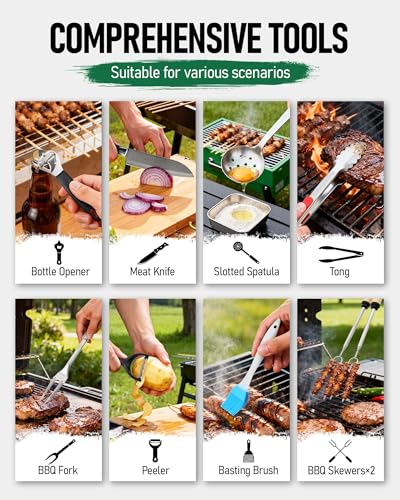 FANGSUN Camping Cooking Utensils, 16 PCS Portable Camping Kitchen Set with Grill Accessories, Camp Gifts for Men Dad, New ...