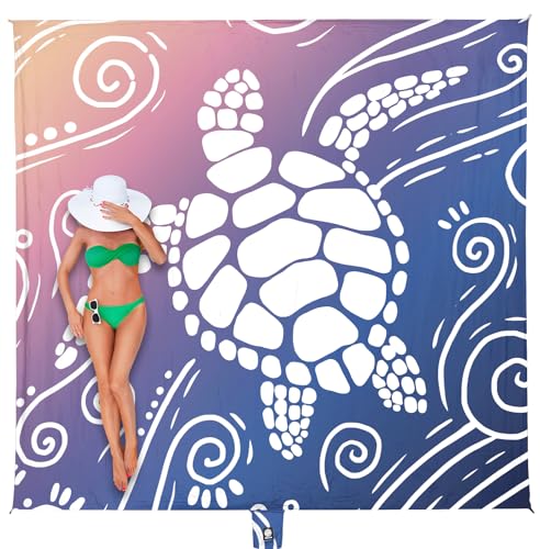 WEKAPO Beach Blanket Waterproof Sandproof Oversized Extra Large Sand Free Beach Mat with Stakes, Storage Bag - Essentials ...