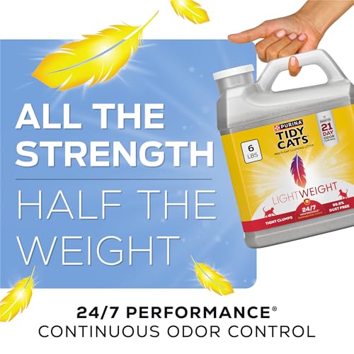 Purina Tidy Cats LightWeight 24/7 Performance Odor control, Multi-Cat, Clumping, 99.9 Percent Dust Free Cat Litter - 6 lb....