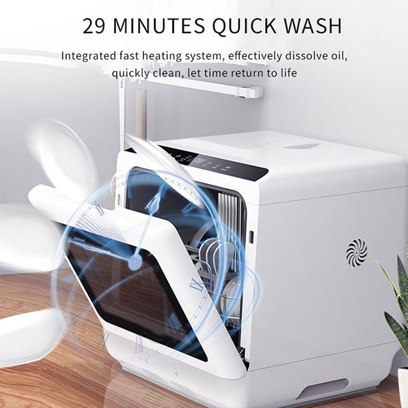 AooDen Portable Dishwasher Countertop Dishwasher with 5L Built-in Water Tank, No Hookup Needed, 5 Washing Programs, Air-dry Function, Fruit Washing, Delay Function, Mini Dishwasher for Apartment, RVs