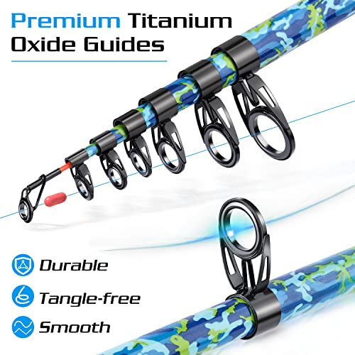 Sougayilang Fishing Rod and Reel Combos with Telescopic Fishing Pole Spinning Reels Fishing Carrier Bag for Travel Saltwat...