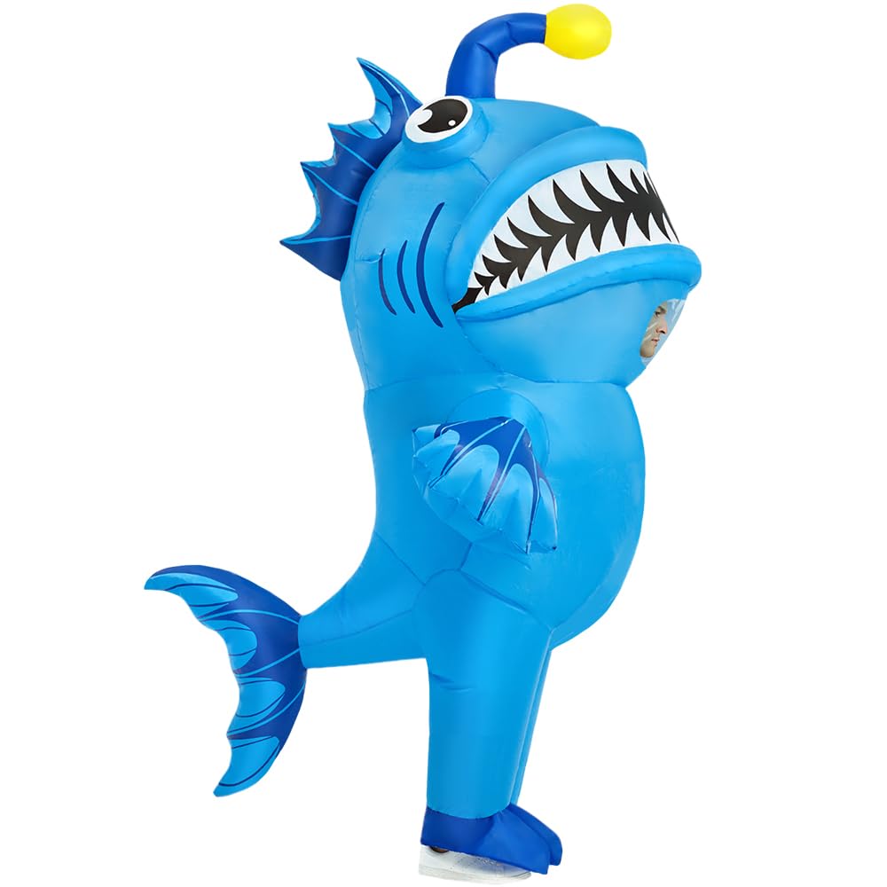 KOOY Inflatable Costume Adult, Fish Costume, Angler fish Costume, Funny Blow up costume for Adult,Halloween Costume for Men Women