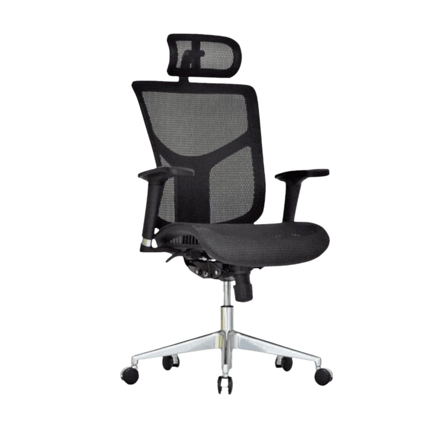 GM Seating Dreem II Ergonomic Office Chair - Mesh Hi Back Executive Desk Chair - Chrome Base with Headrest & Seat Slide - Modern Comfortable Desk Chair for Home & Office - 4D Adjustable Armrest Black