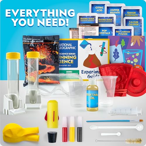 National Geographic Stunning Chemistry Set - Mega Science Kit with 45 Easy Experiments- Make a Volcano and Launch a Rocke...