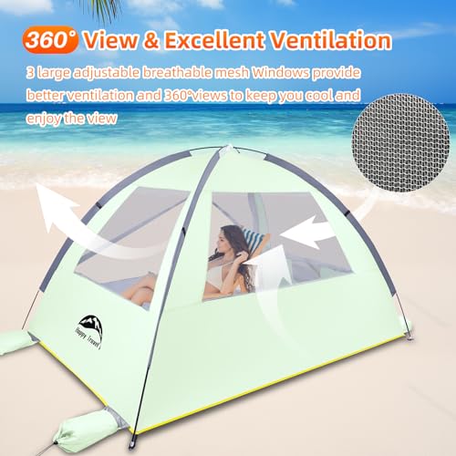 Happy Travel Beach Tent Sun Shelter for 3/4/5/6/7/8 Person, Portable UPF 50+ UV Protection Beach Shade Canopy for Family &...