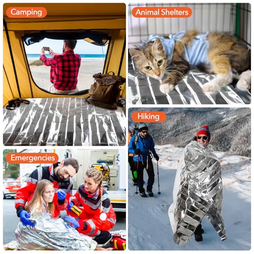 Frocopo 6 Pack Emergency Mylar Blanket, Emergency Blanket Space Blanket Survival Rescue Insulating Reflective foil kit Out...