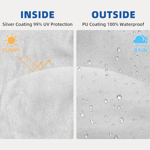Chankee 10x10 Canopy Replacement Top,Sliver-Coated Pop Up Canopy Tent Top Cover Roof with Air Vent,Ropes and Velcro,UV Wat...