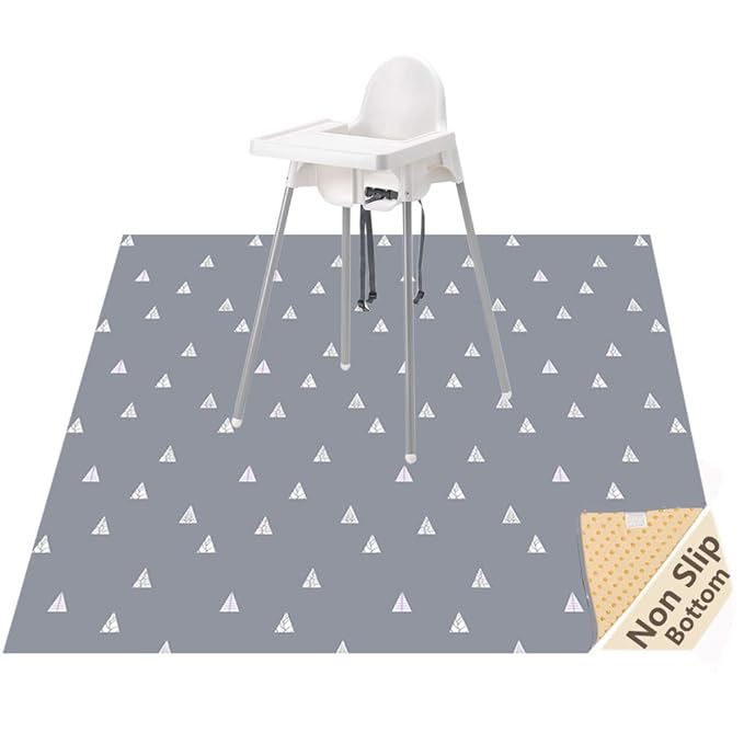 51” Baby Splat Mat for Under High Chair/Arts/Crafts, WOMUMON Washable Waterproof Anti-Slip Floor Splash Mat, Portable Wipe...