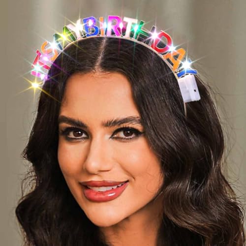 DRESBE Light Up Birthday Headband LED Its My Birthday Headbands Glow Party Hair Accessories for Women (Colorful)