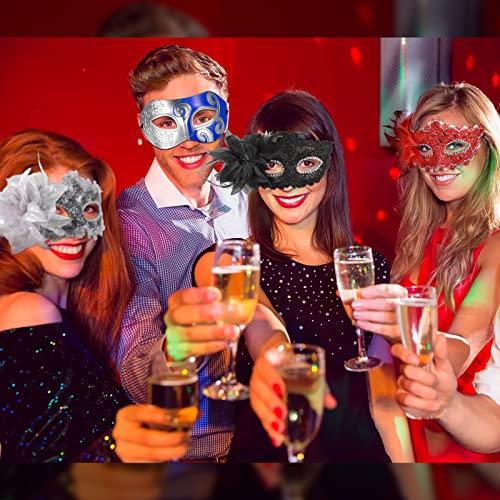 Sratte 24 Pcs Mardi Gras Masquerade Mask Half Face Venetian Masks Vintage Mascarade Mask Antique Look Costumes Party Acces...
