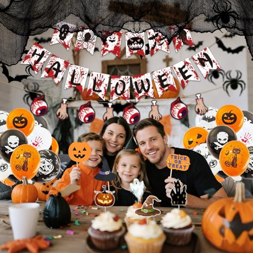 Winrayk Halloween Party Decorations for Kids Adult, Creepy Cloth Black, Photo Booth Prop, Scary Banner, Spider Bat Wall De...