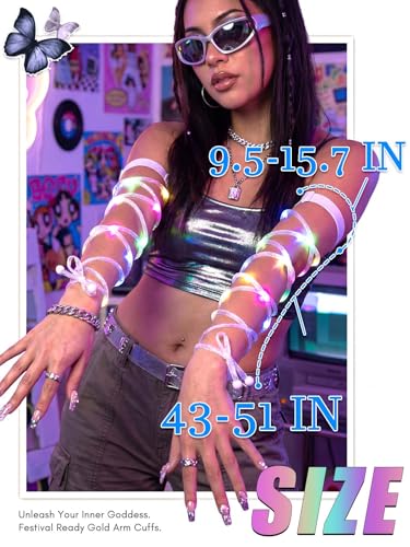 Lorealri Arm Wraps Rave Glow Body Harness Light Up Hand Straps Cyberpunk Neon EDM Outfit Festival Accessories for Women