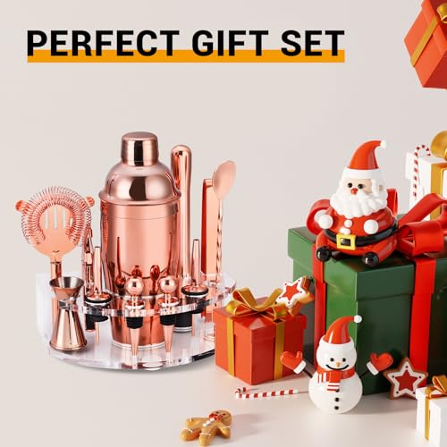 Bartender Kit Cocktail Shaker Set, Stainless Steel Cocktail Kit with 12 Piece Bar Accessories, 25oz Shaker Bar Set Drink M...