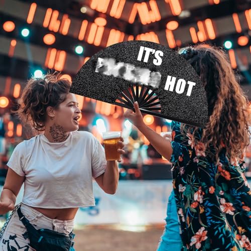 Vercraft 13'' Large Folding Fans for Line Dancing Glitter Large Rave Hand Fan Boots on the Ground Clack Rave Fan for Women...