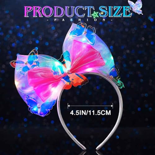 JONKY Light up Hair Bow Pink Butterfly Headband for Women (Pink, one size)