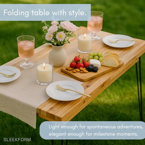 Sleekform Wood Folding Table - Portable Folding Desk - No Assembly Easy Fold Desks for Small Spaces - Space Saving Collaps...