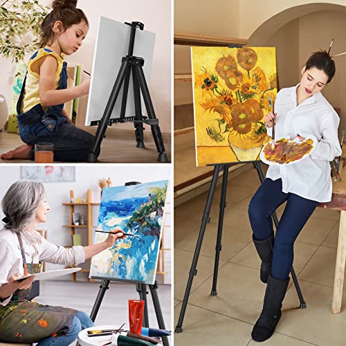 Art Painting Artist Easel Stand, Portable Adjustable Aluminum Metal Tripod Display Easel with Bag, Height from 17 to 66 in...