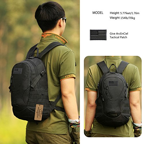 ArcEnCiel 15L Motorcycle Backpack Tactical Bag Rucksacks for Outdoor Camping Trekking Hunting with Patch
