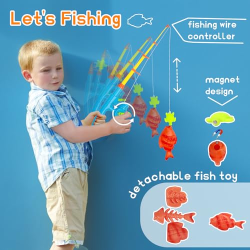 Kids Camping Toys, Mitcien Camping Set Include Pretend Campfire Play Food Fruits & Vegetables Hamburger Magnetic Fishing T...
